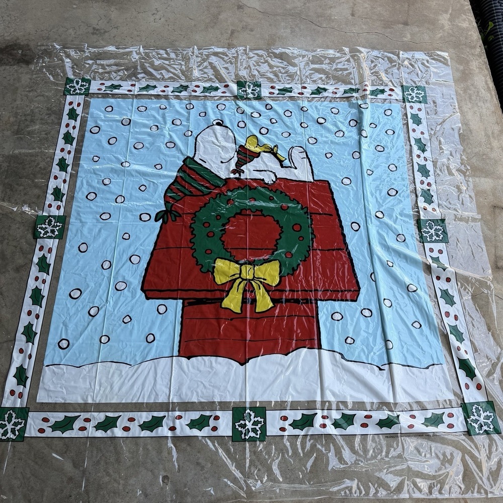 Vintage Snoopy Woodstock Christmas Shower Curtain 1965 72x72